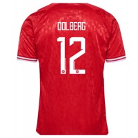 Camiseta Dinamarca Kasper Dolberg #12 Primera Equipación Replica Eurocopa 2024 mangas cortas